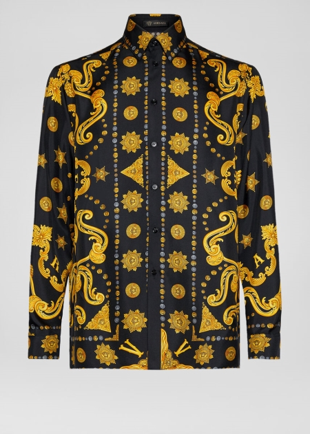 Camasi Versace Barocco Western Print Silk Twill Barbati | OVUFASY-45